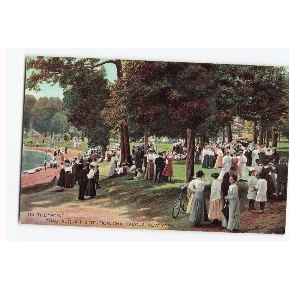 Vintage Postcard On The Point Chautauqua Institution New York NY Litho